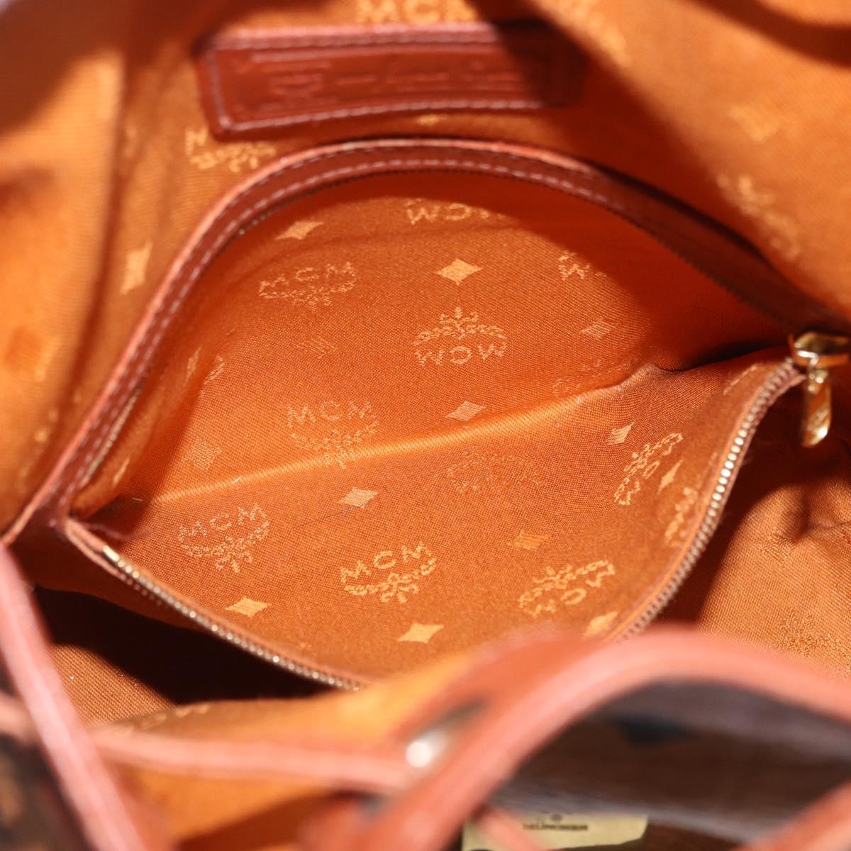 MCM Vicetos Logogram Shoulder Bag PVC Leather Brown Gold Auth 192235