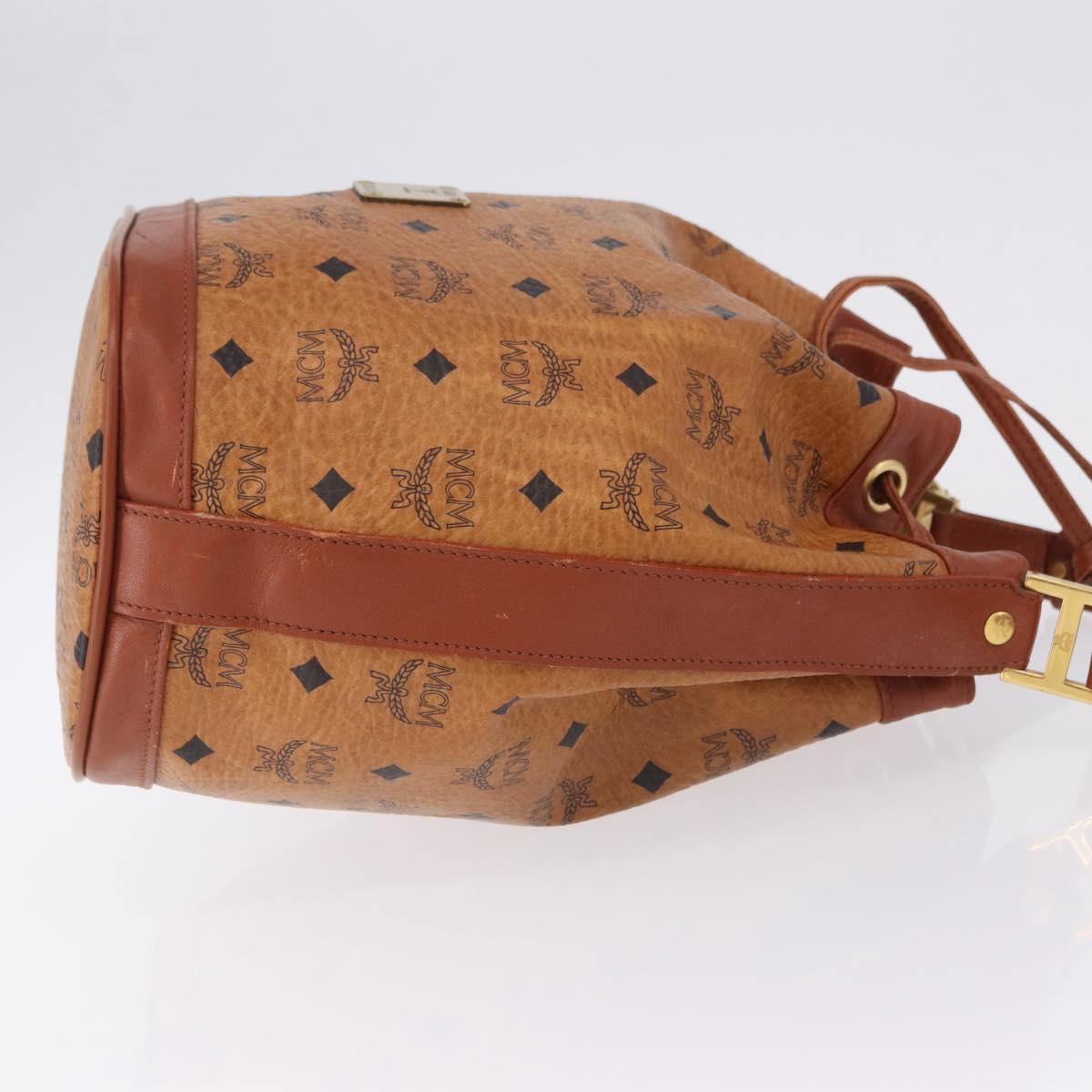 MCM Vicetos Logogram Shoulder Bag PVC Leather Brown Gold Auth 192235