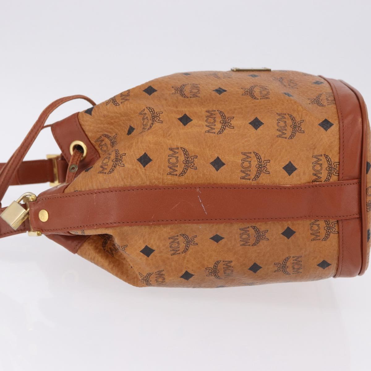MCM Vicetos Logogram Shoulder Bag PVC Leather Brown Gold Auth 192235