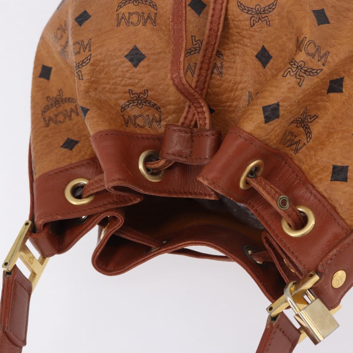 MCM Vicetos Logogram Shoulder Bag PVC Leather Brown Gold Auth 192235