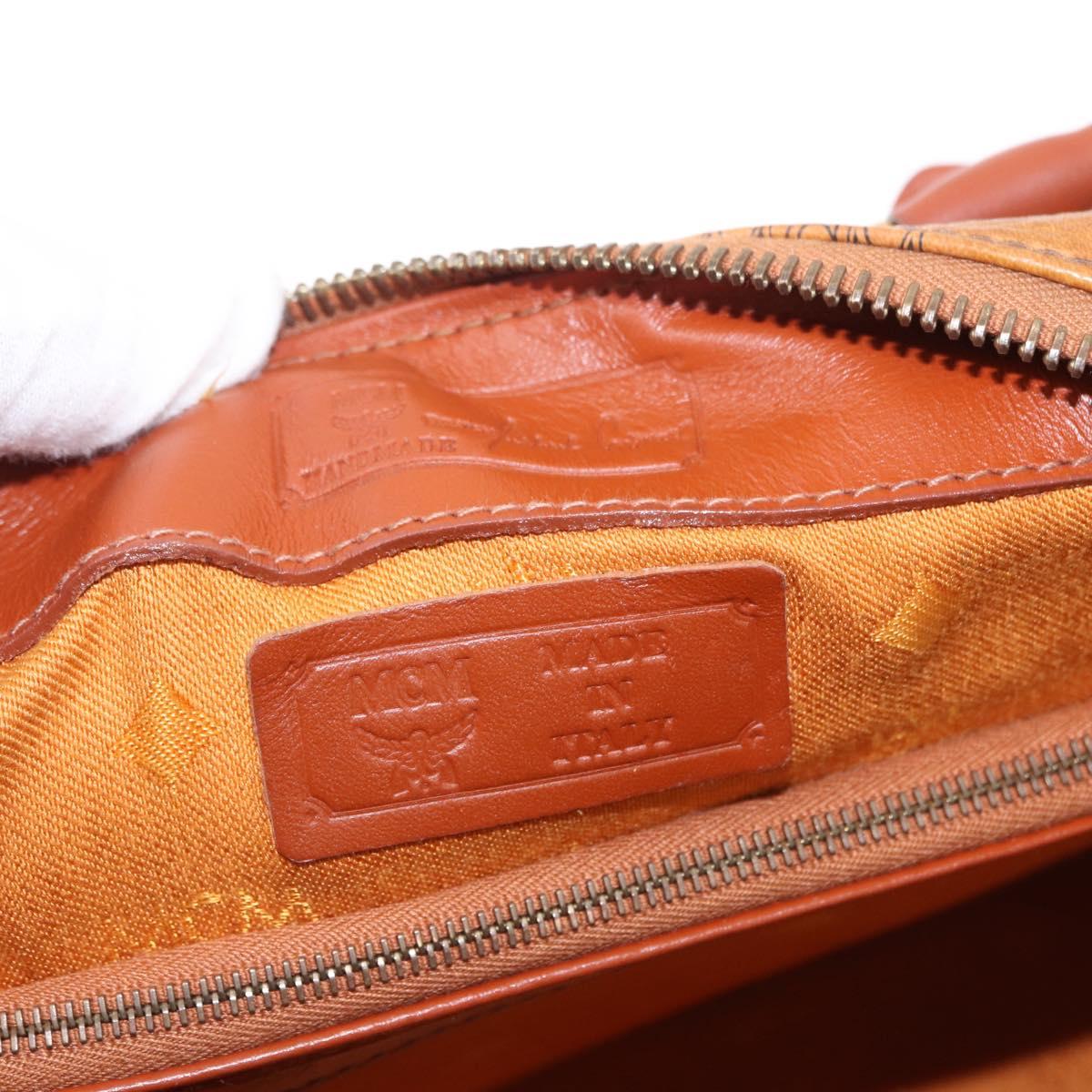 MCM Logogram Vicetos Boston Bag PVC Leather Brown Gold Auth 192236