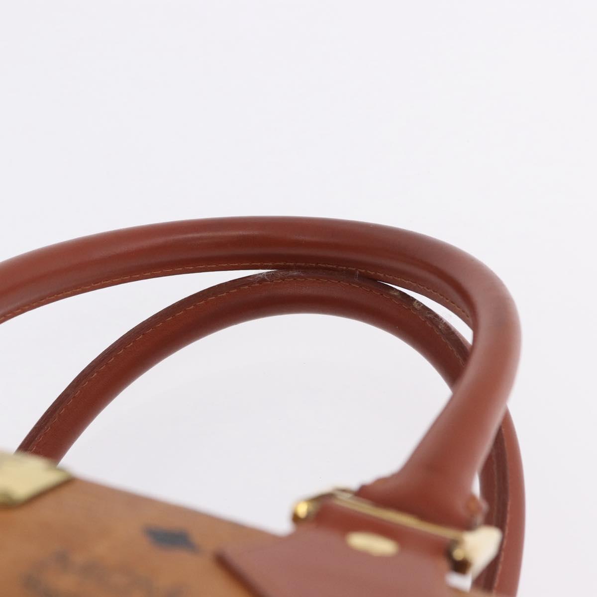 MCM Logogram Vicetos Boston Bag PVC Leather Brown Gold Auth 192236