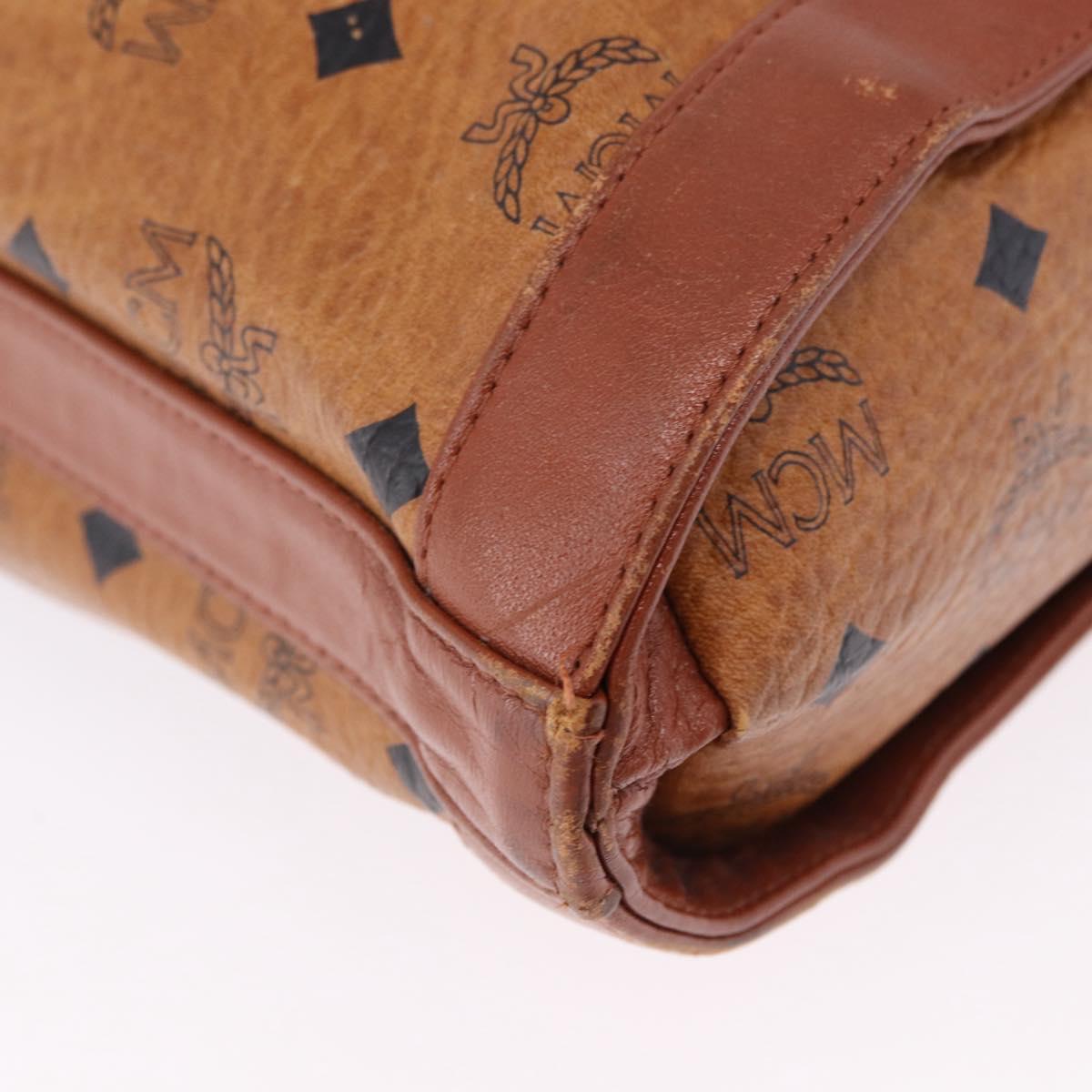 MCM Vicetos Logogram Shoulder Bag PVC Leather Brown Gold Auth 192237