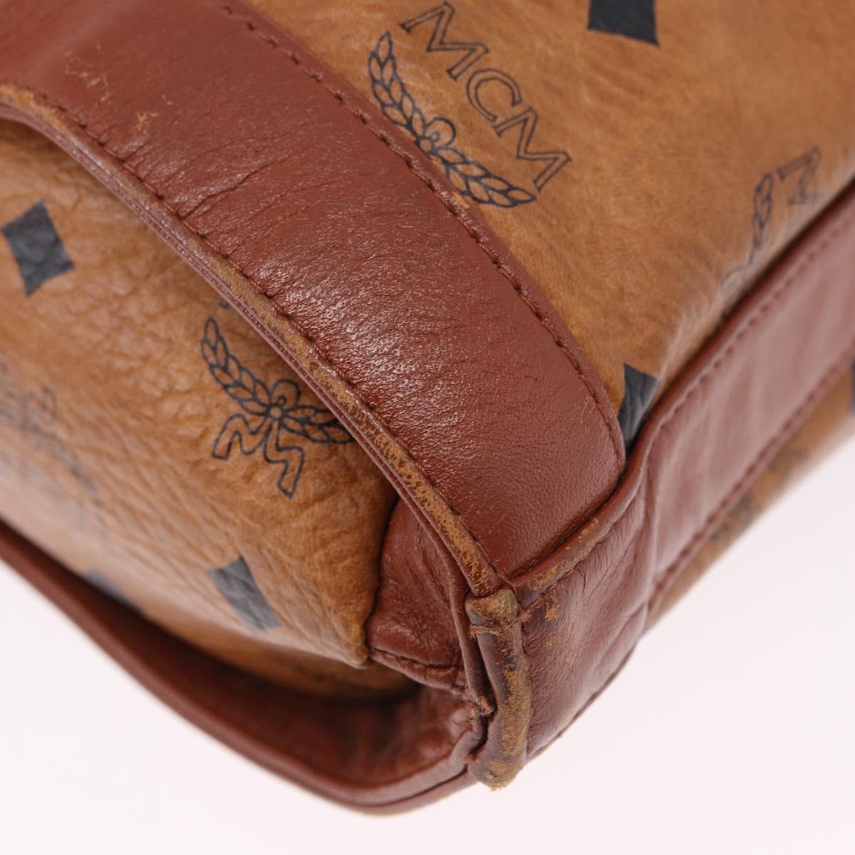 MCM Vicetos Logogram Shoulder Bag PVC Leather Brown Gold Auth 192237