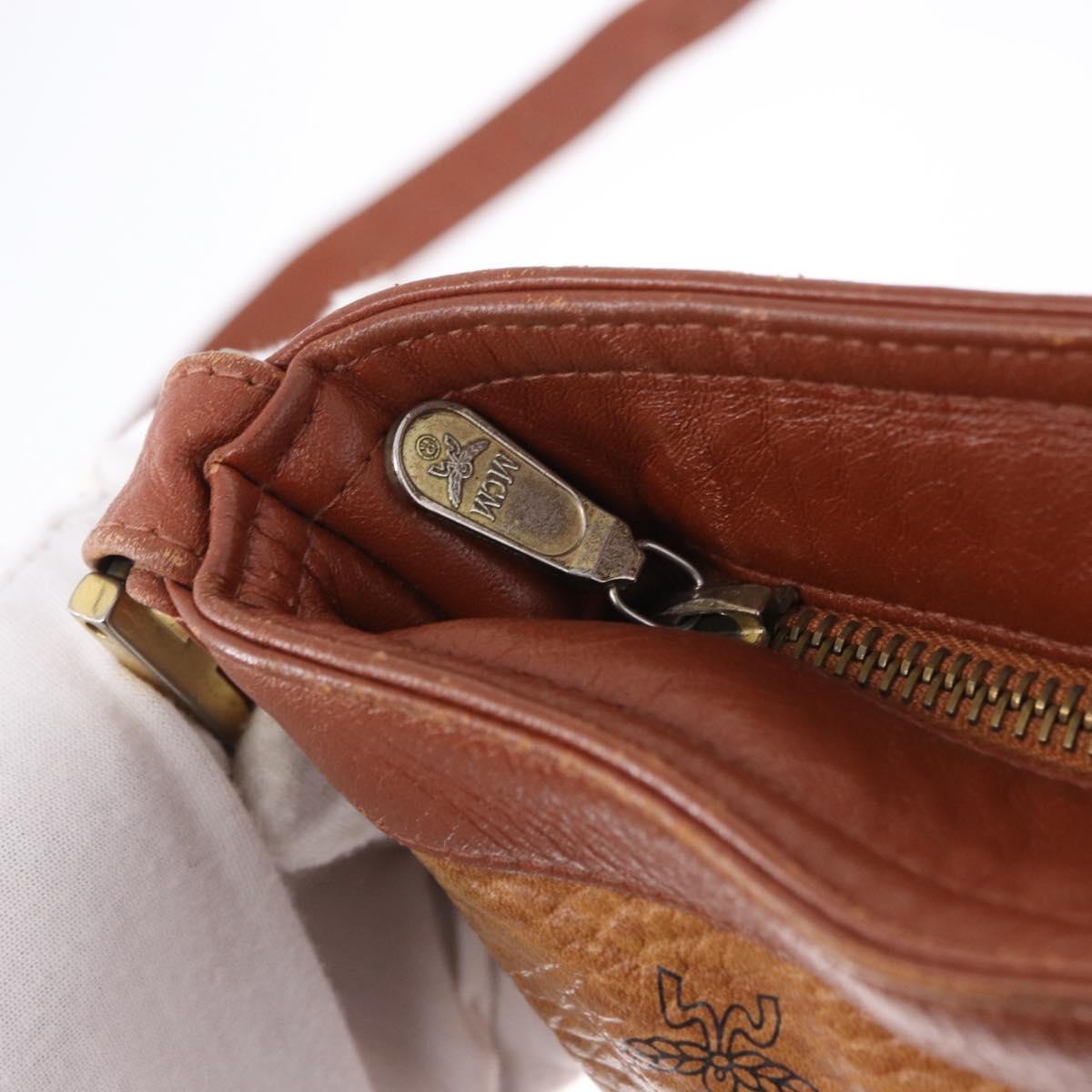 MCM Vicetos Logogram Shoulder Bag PVC Leather Brown Gold Auth 192237