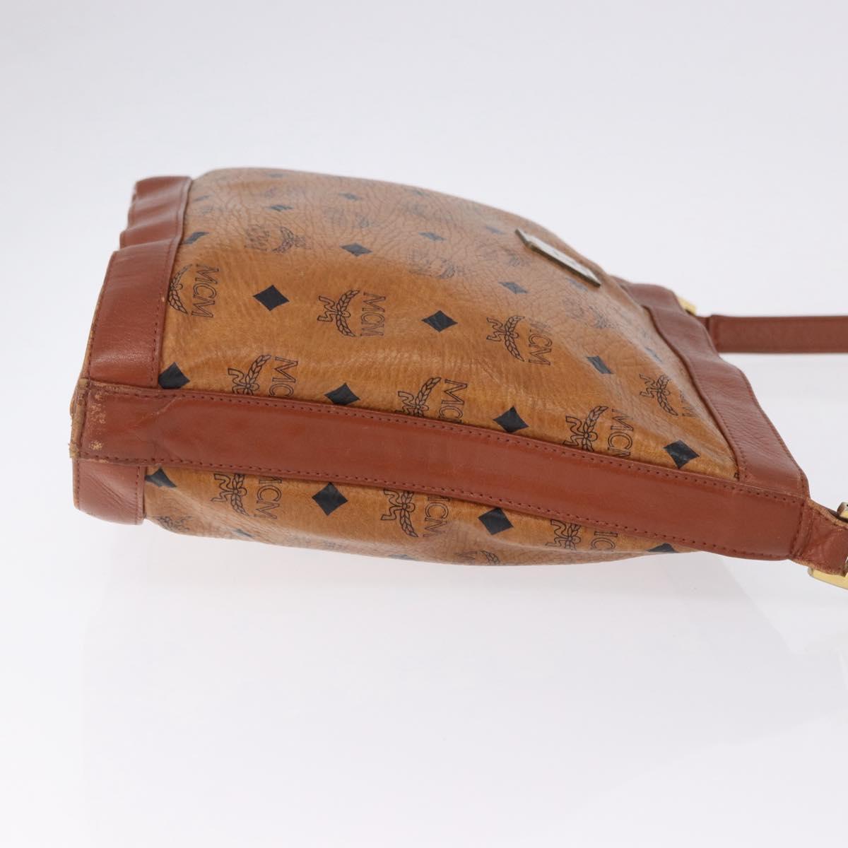 MCM Vicetos Logogram Shoulder Bag PVC Leather Brown Gold Auth 192237
