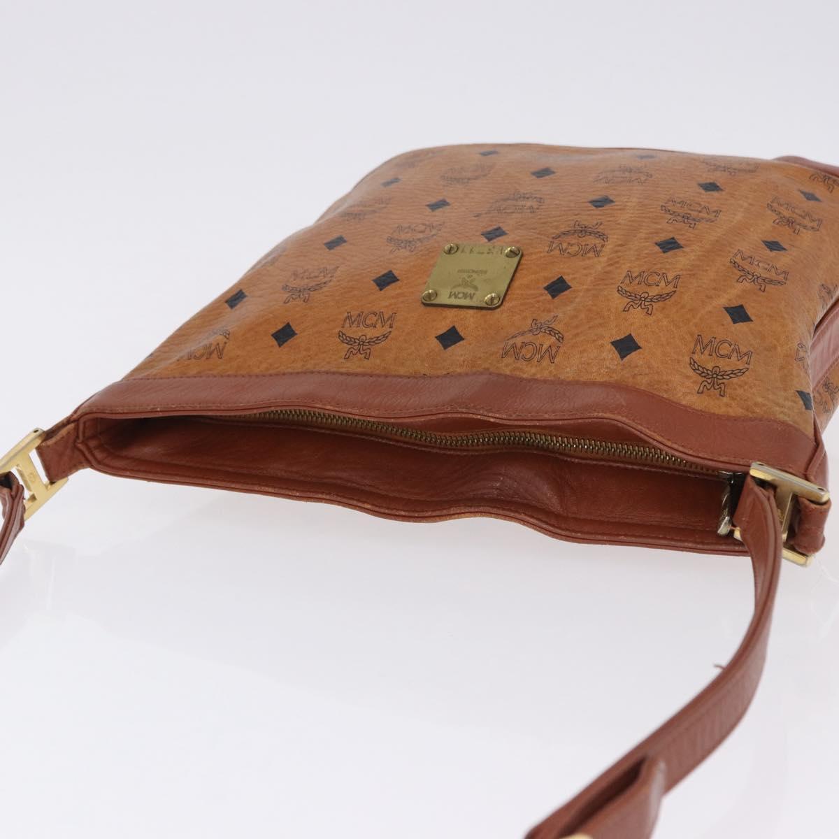 MCM Vicetos Logogram Shoulder Bag PVC Leather Brown Gold Auth 192237
