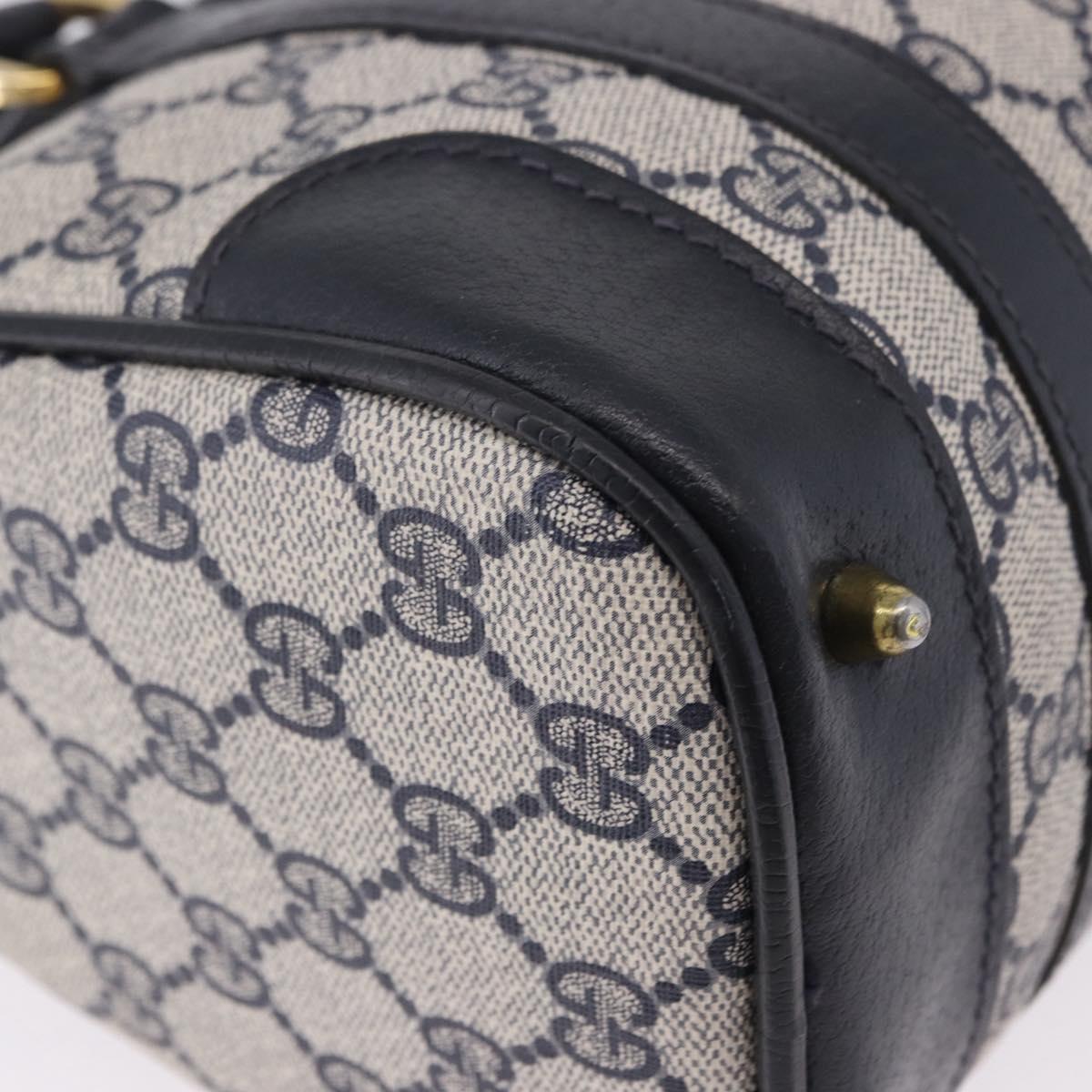 GUCCI GG Supreme Boston Bag PVC Navy Gold Auth 192238A