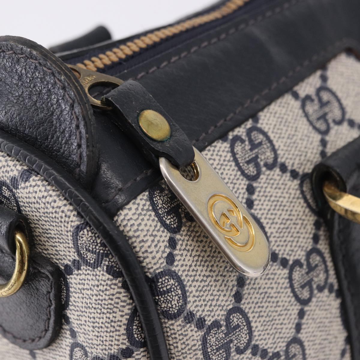 GUCCI GG Supreme Boston Bag PVC Navy Gold Auth 192238A