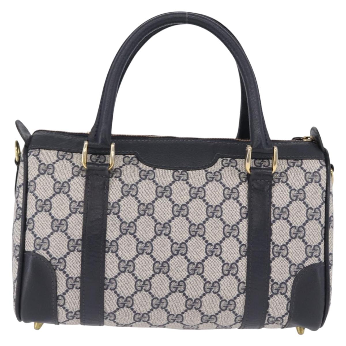 GUCCI GG Supreme Boston Bag PVC Navy Gold Auth 192238A