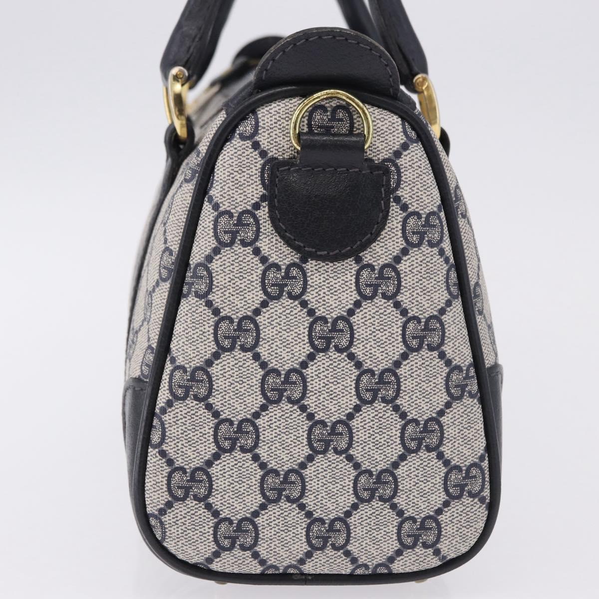 GUCCI GG Supreme Boston Bag PVC Navy Gold Auth 192238A
