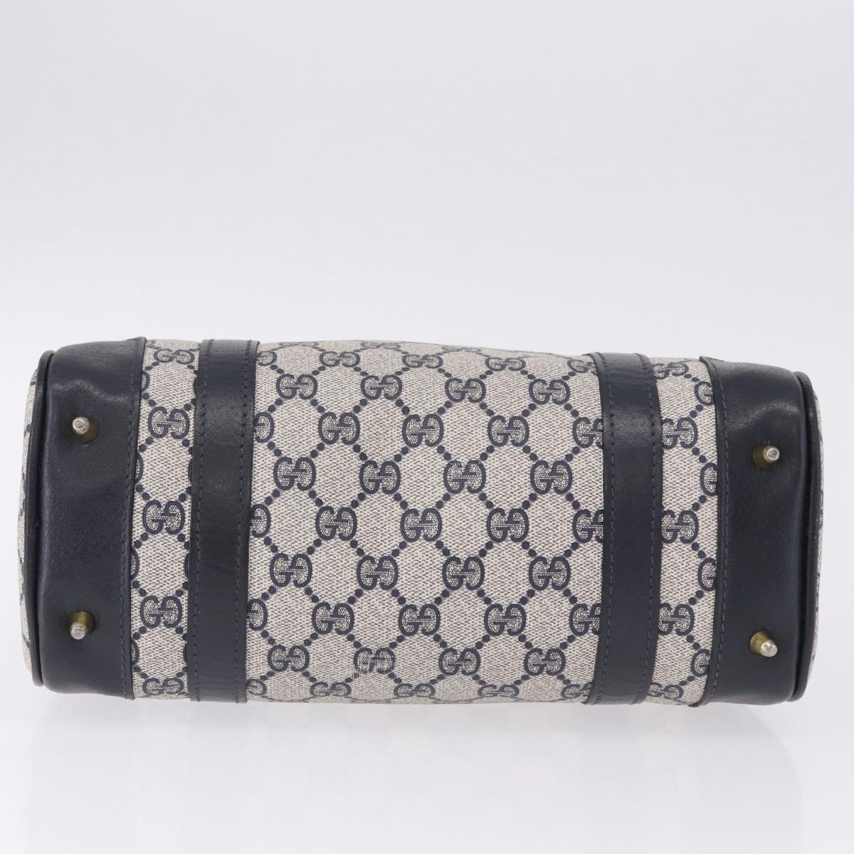 GUCCI GG Supreme Boston Bag PVC Navy Gold Auth 192238A