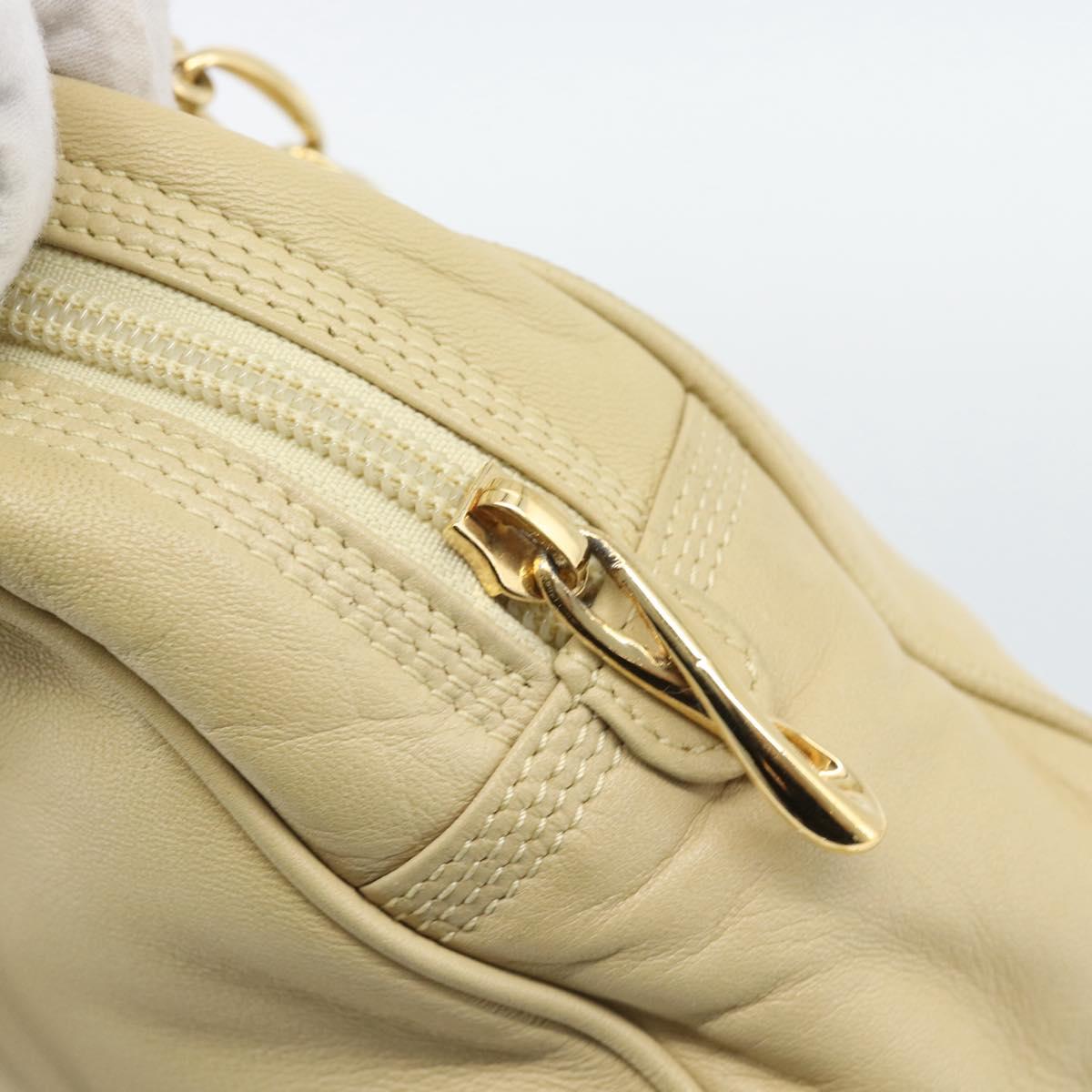 LOEWE Chain Shoulder Bag Leather Beige Gold Auth 192241A