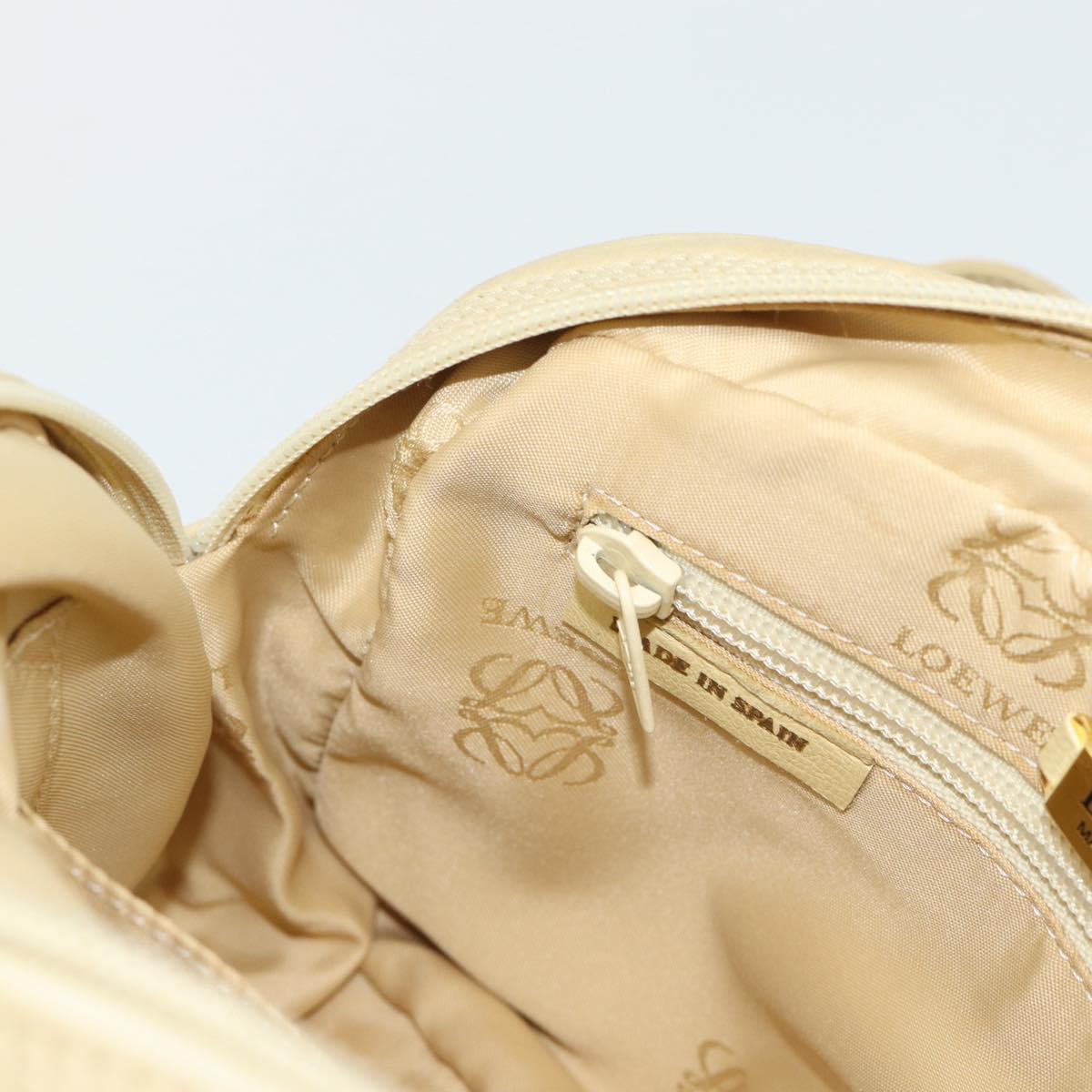 LOEWE Chain Shoulder Bag Leather Beige Gold Auth 192241A