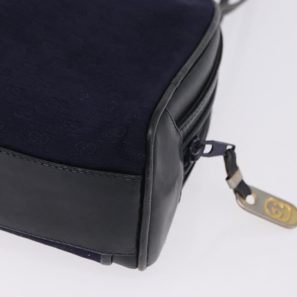 GUCCI Micro GG Canvas Shoulder Bag Navy Gold Auth 192243