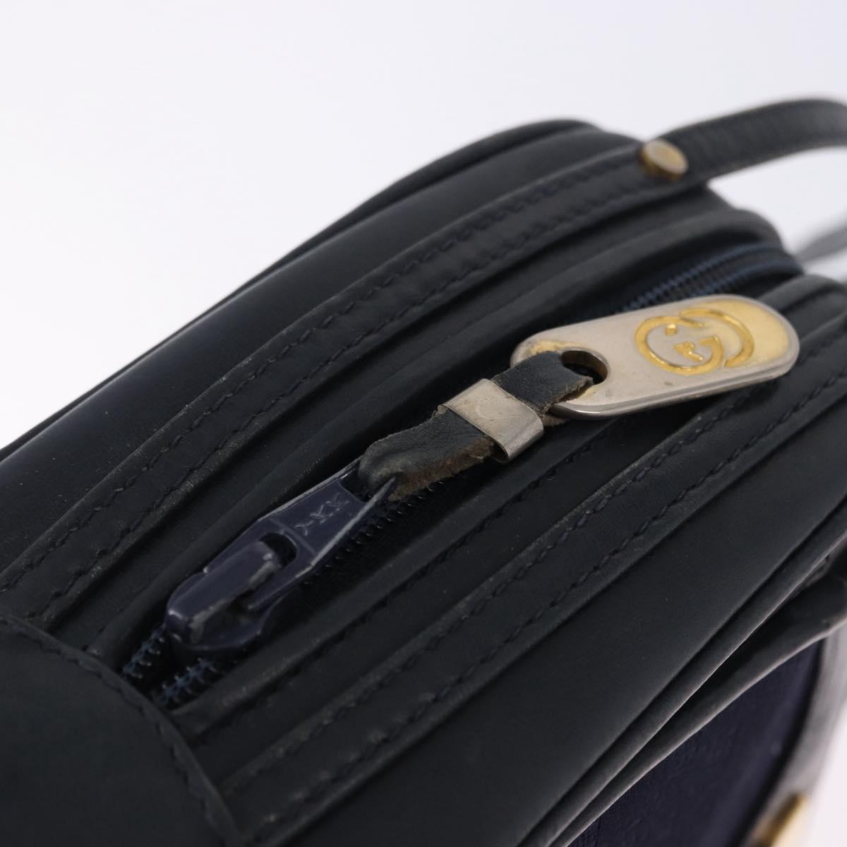 GUCCI Micro GG Canvas Shoulder Bag Navy Gold Auth 192243