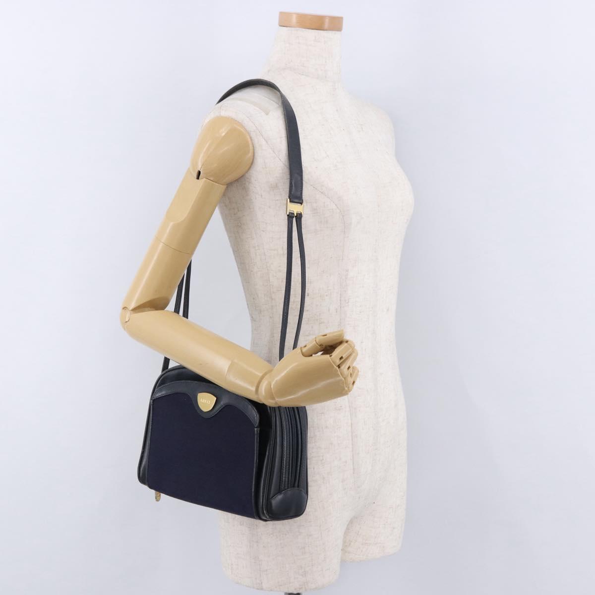 GUCCI Micro GG Canvas Shoulder Bag Navy Gold Auth 192243