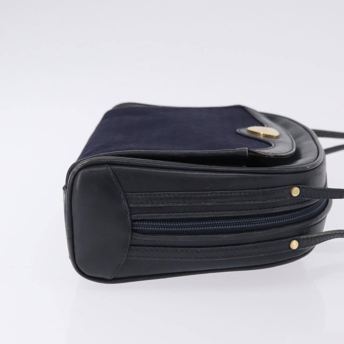 GUCCI Micro GG Canvas Shoulder Bag Navy Gold Auth 192243