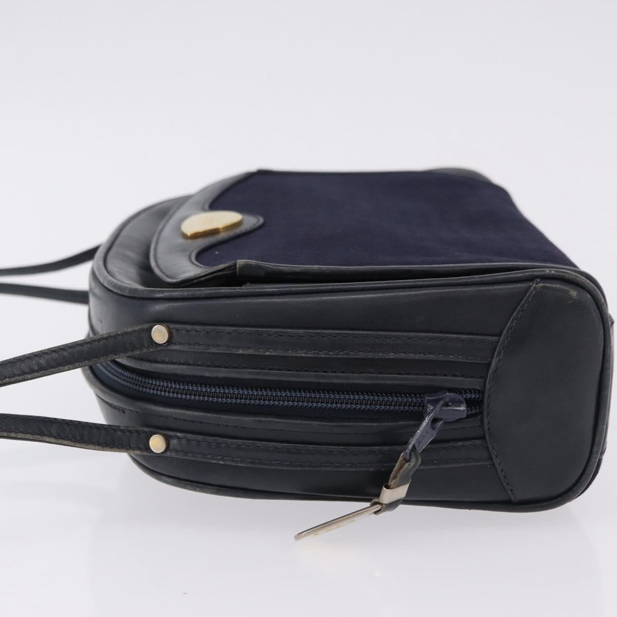 GUCCI Micro GG Canvas Shoulder Bag Navy Gold Auth 192243