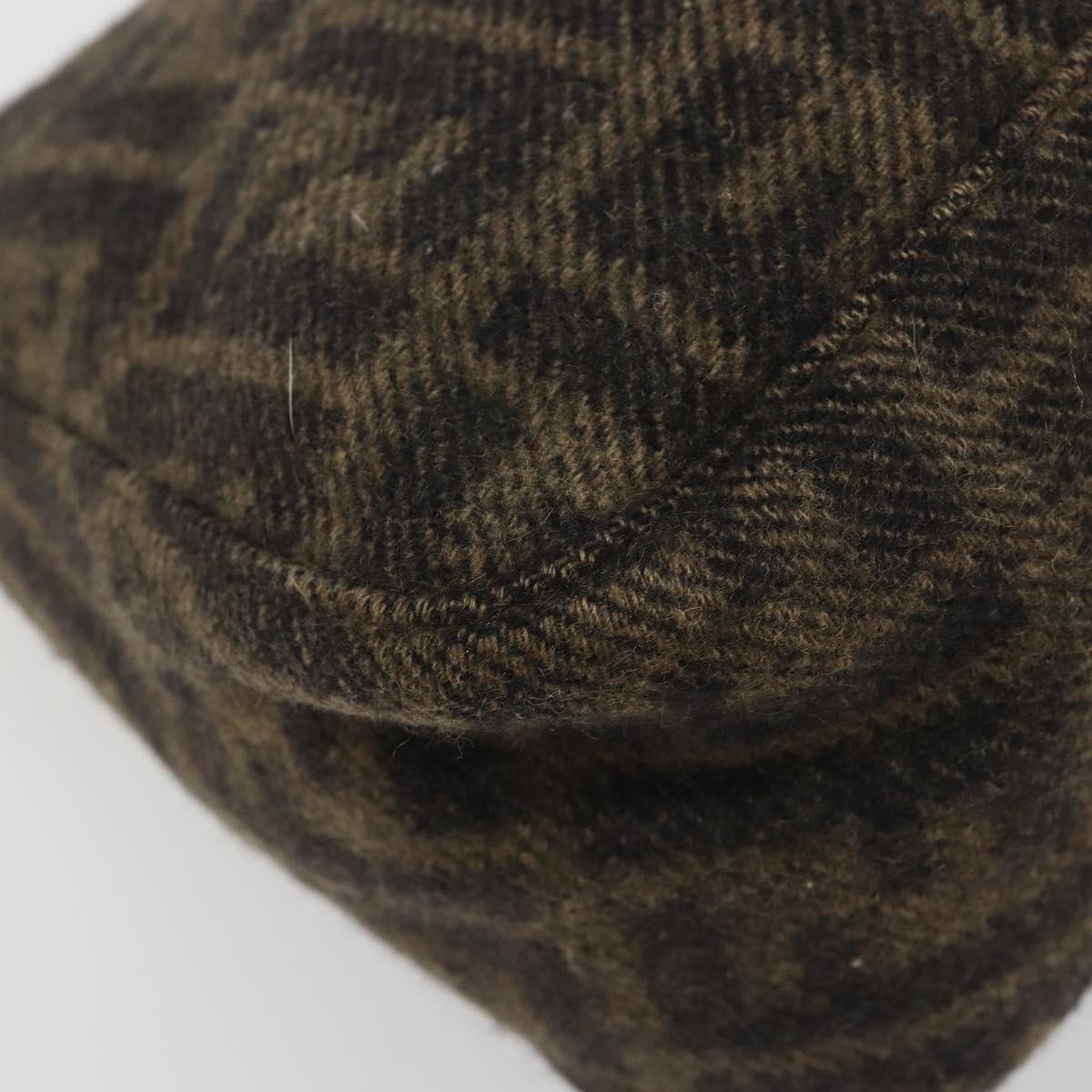 FENDI Zucca Canvas Mamma Baguette Shoulder Bag Wool Brown Gold Auth 192244V