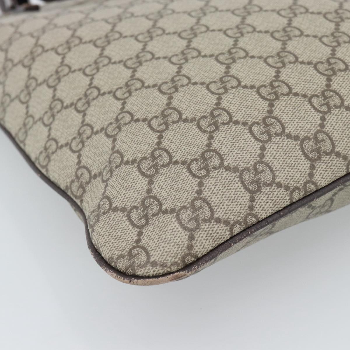 GUCCI GG Supreme Hand Bag PVC Beige Silver 117551 Auth 192245