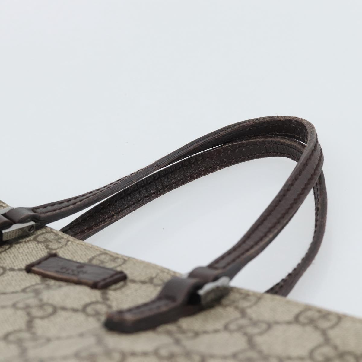 GUCCI GG Supreme Hand Bag PVC Beige Silver 117551 Auth 192245