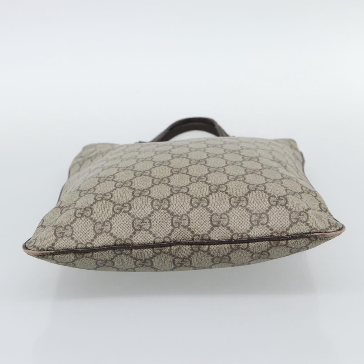 GUCCI GG Supreme Hand Bag PVC Beige Silver 117551 Auth 192245