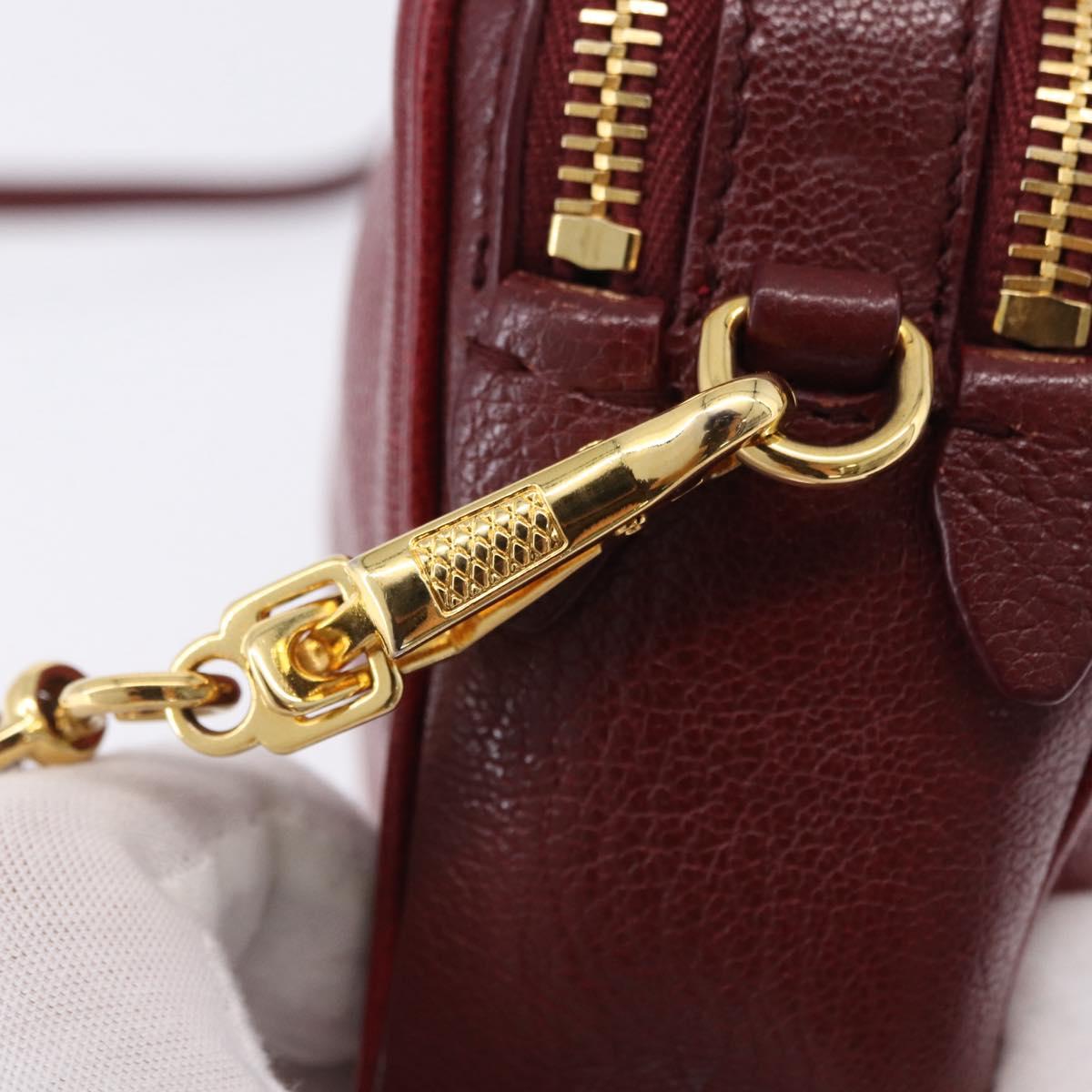 Miu Miu Shoulder Bag Leather Red Gold Auth 192246V
