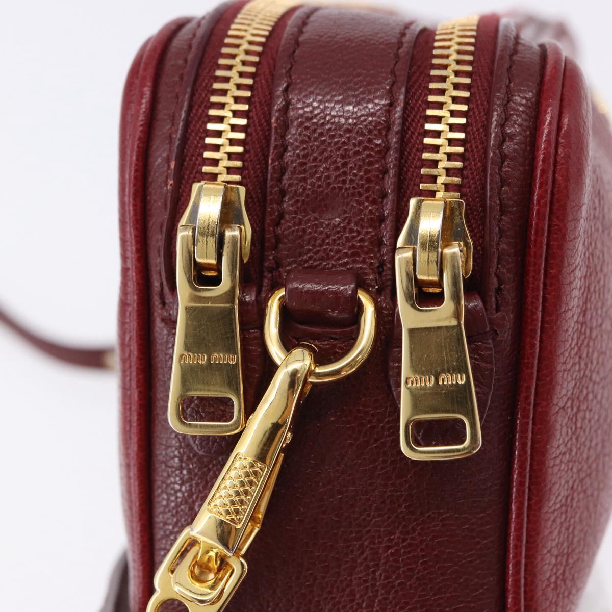 Miu Miu Shoulder Bag Leather Red Gold Auth 192246V