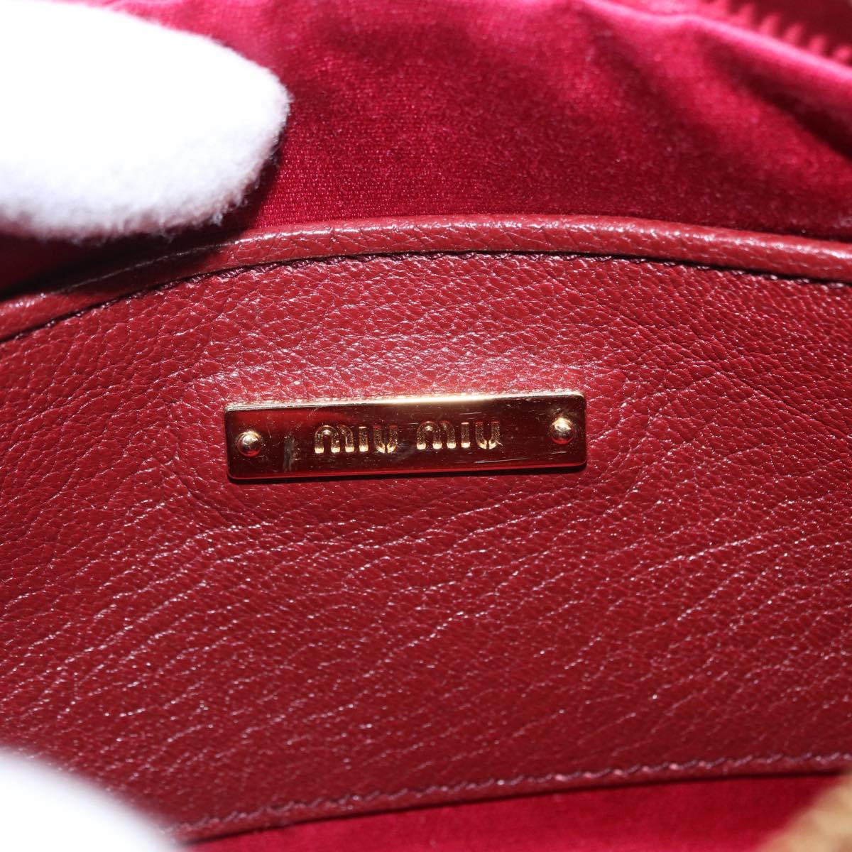 Miu Miu Shoulder Bag Leather Red Gold Auth 192246V