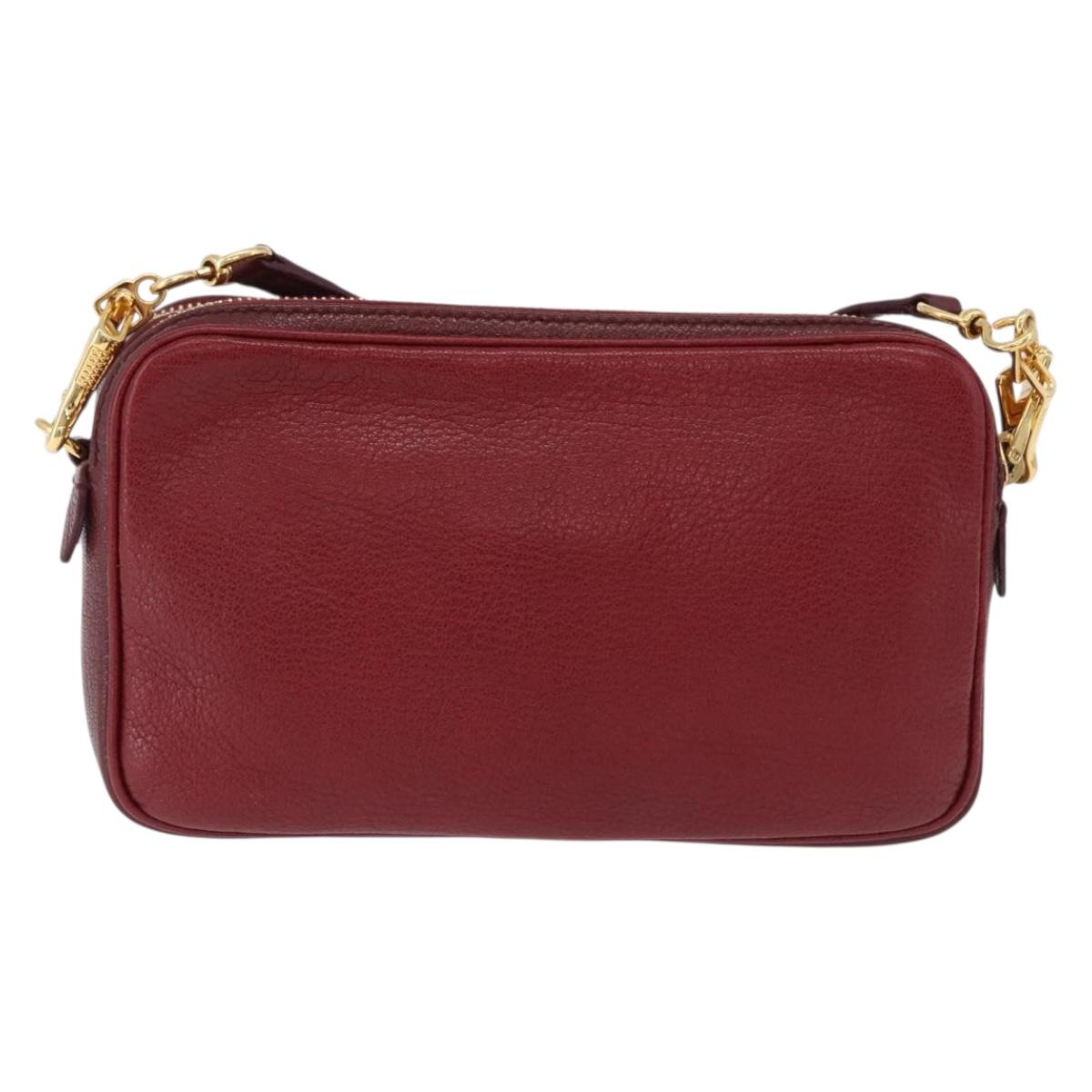 Miu Miu Shoulder Bag Leather Red Gold Auth 192246V