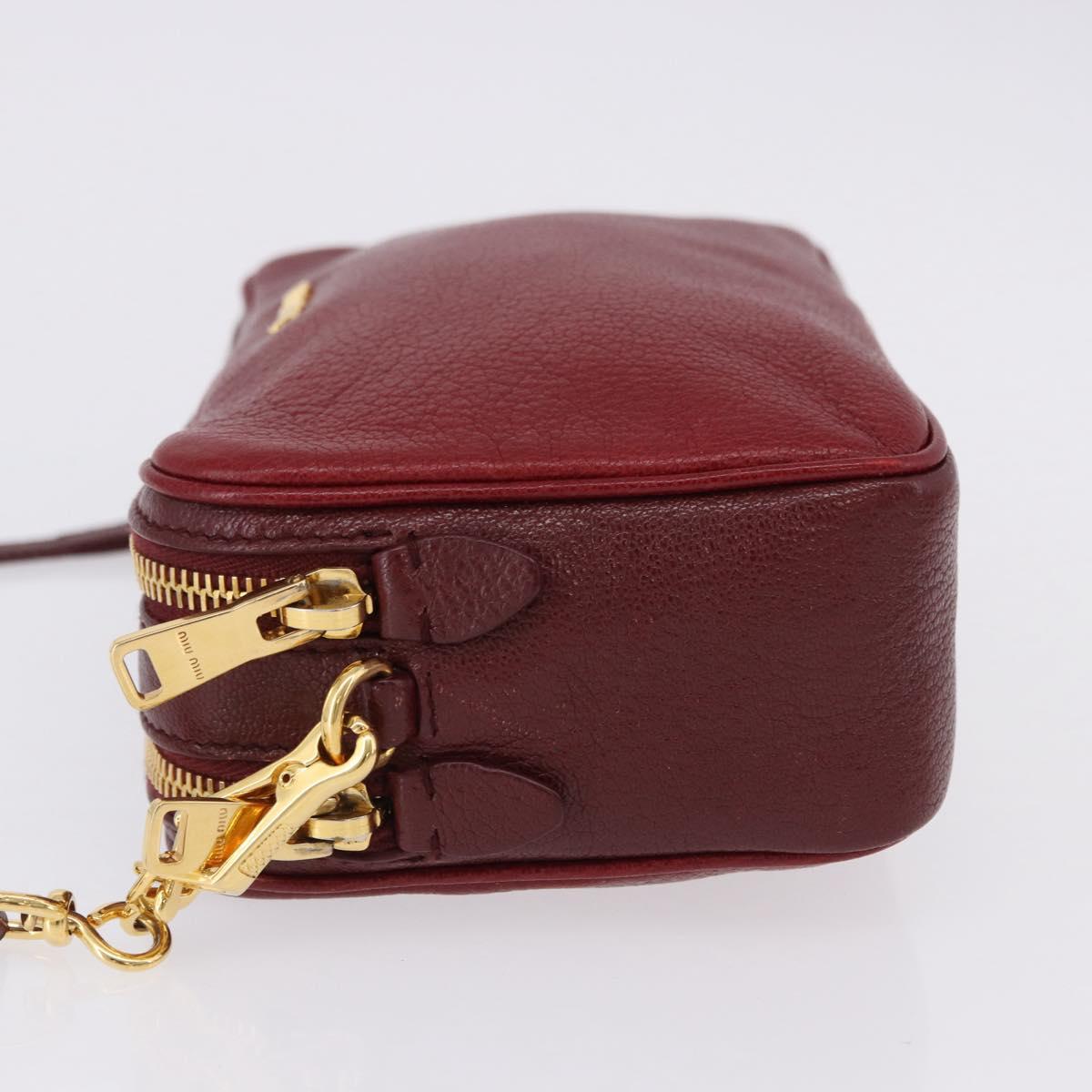 Miu Miu Shoulder Bag Leather Red Gold Auth 192246V