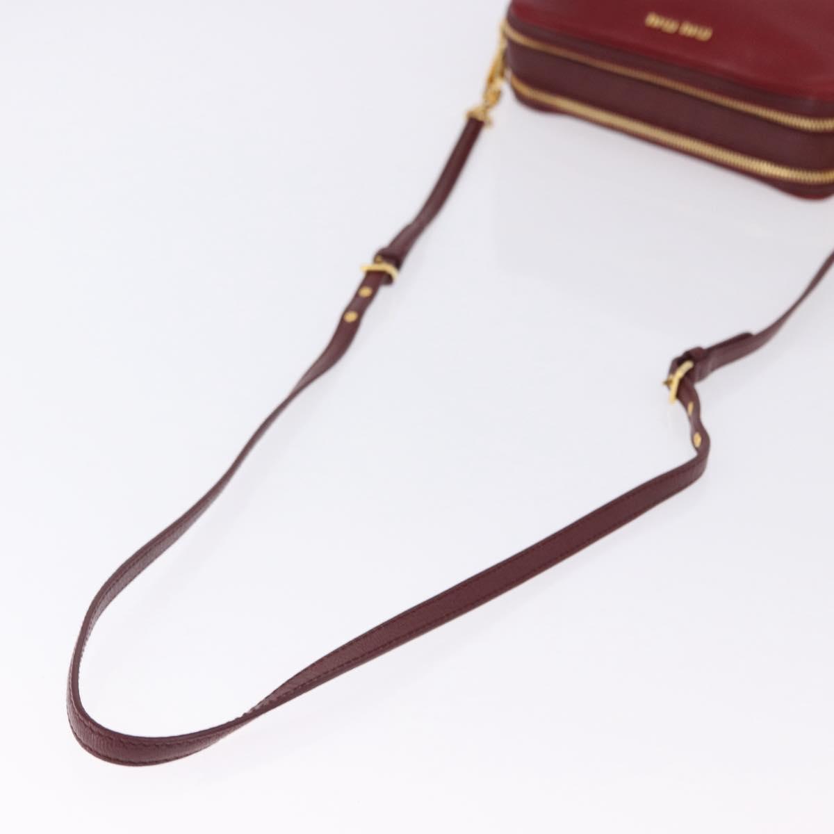 Miu Miu Shoulder Bag Leather Red Gold Auth 192246V