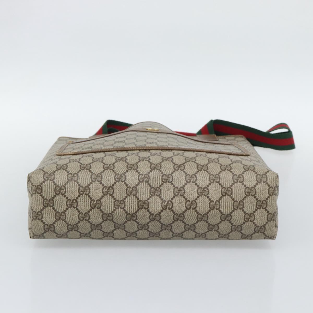 GUCCI GG Supreme Web Sherry Line Tote Bag PVC Beige Gold 40 02 003 Auth 192248