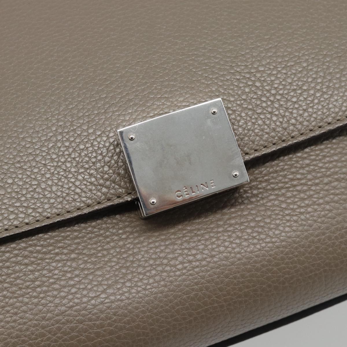 CELINE Trapeze Hand Bag Leather 2way Gray Silver Auth 192250V