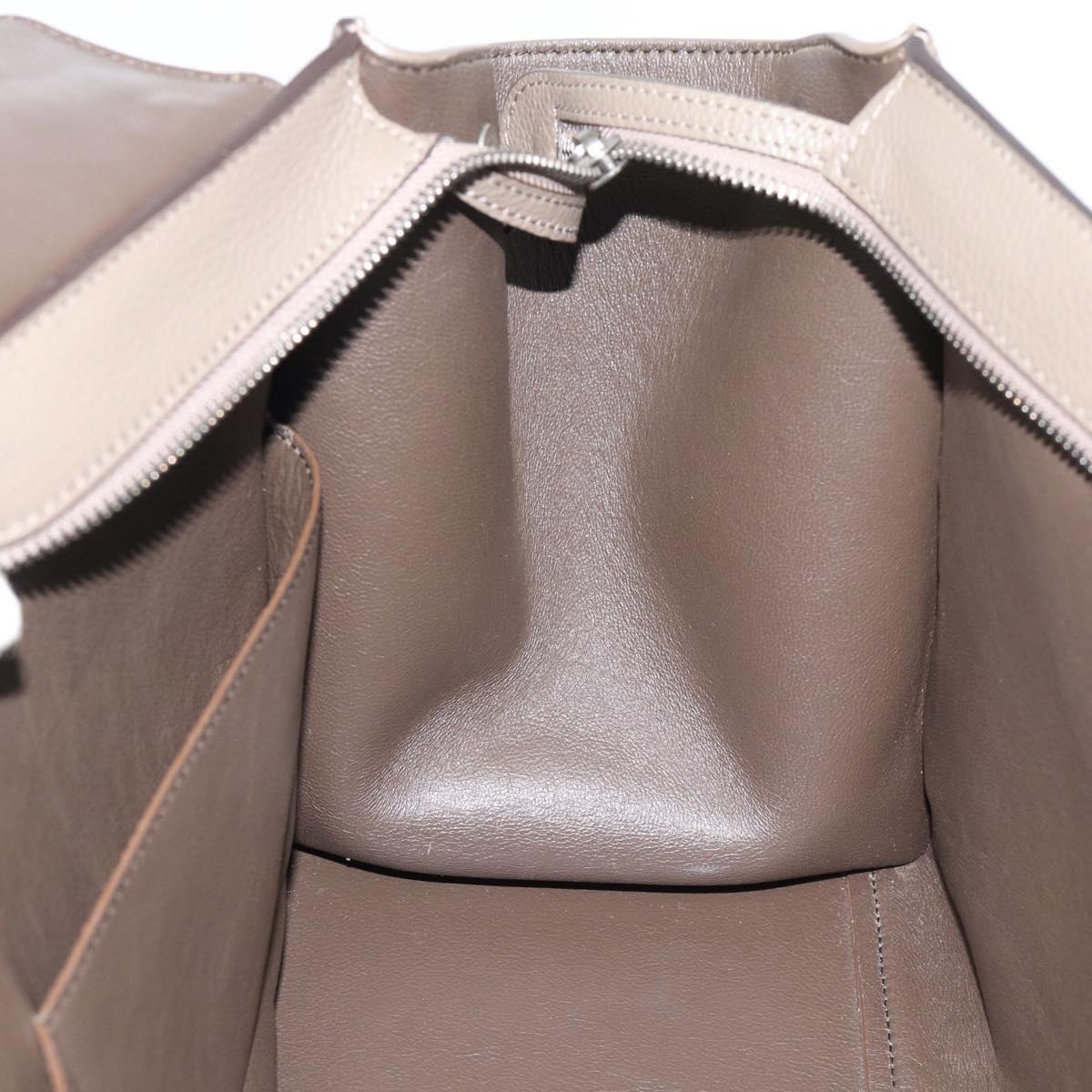 CELINE Trapeze Hand Bag Leather 2way Gray Silver Auth 192250V