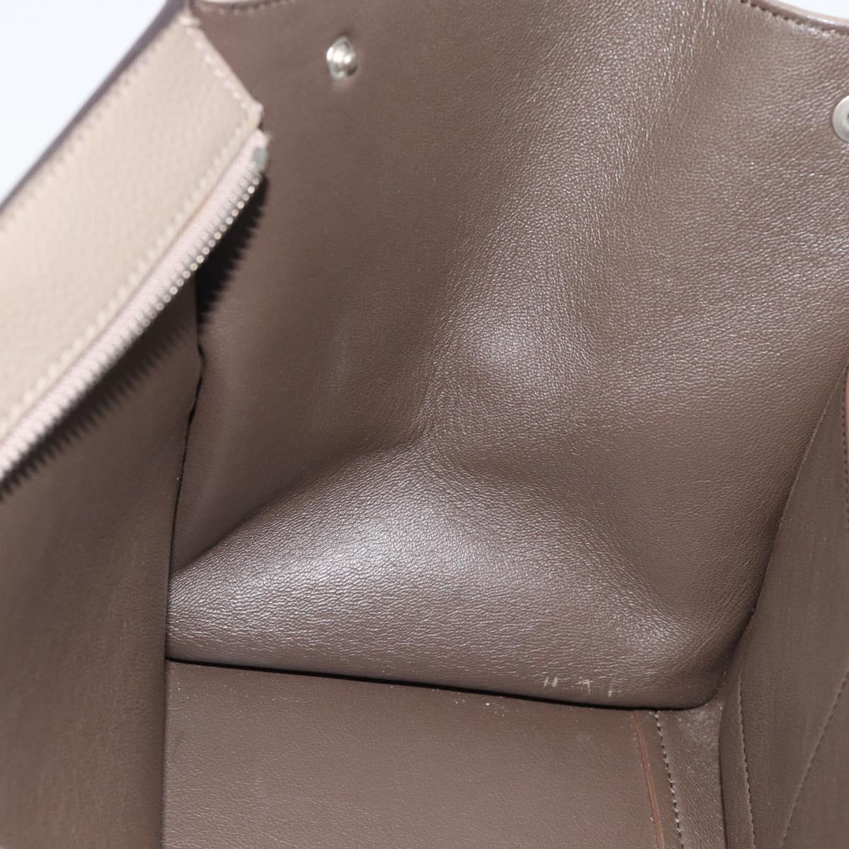 CELINE Trapeze Hand Bag Leather 2way Gray Silver Auth 192250V
