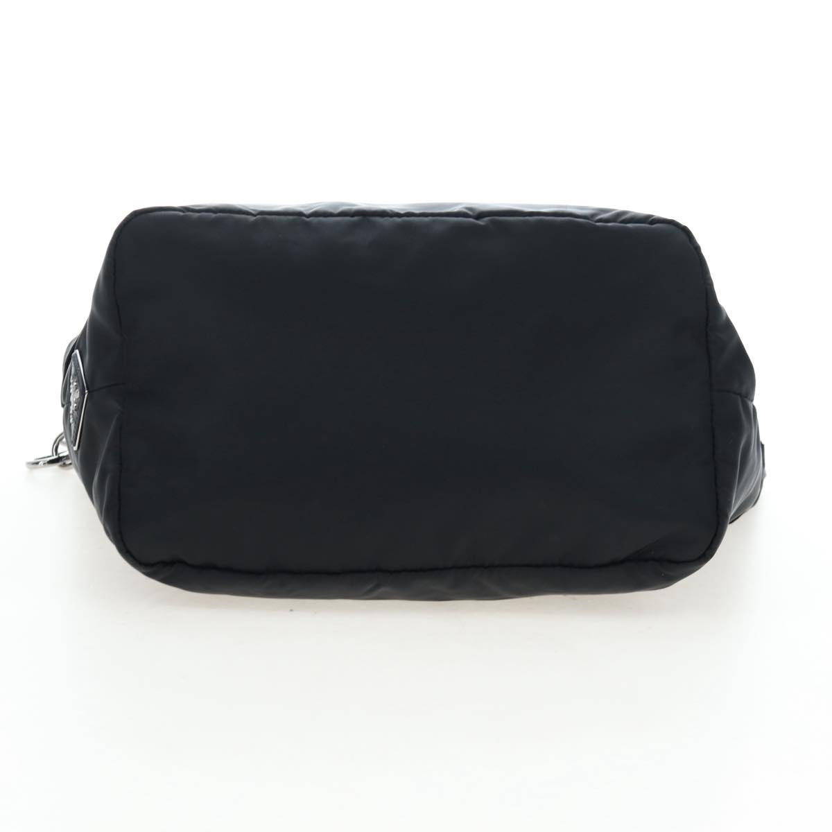 PRADA Reversible Hand Bag Nylon 2way Black Silver Auth 192253V