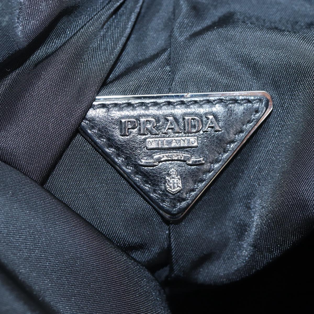 PRADA Reversible Hand Bag Nylon 2way Black Silver Auth 192253V