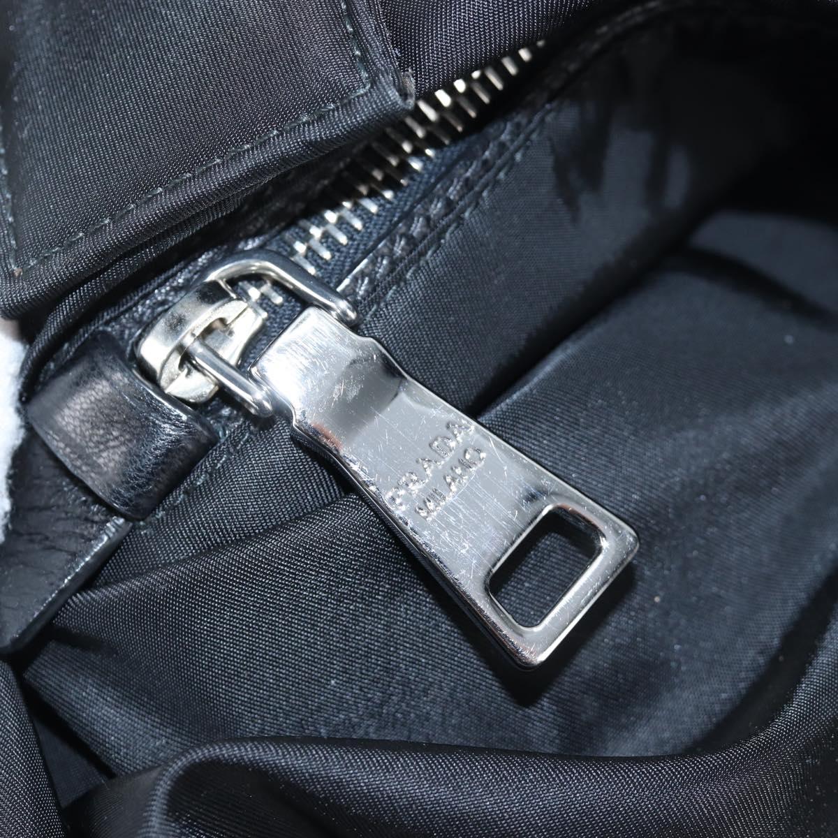 PRADA Reversible Hand Bag Nylon 2way Black Silver Auth 192253V