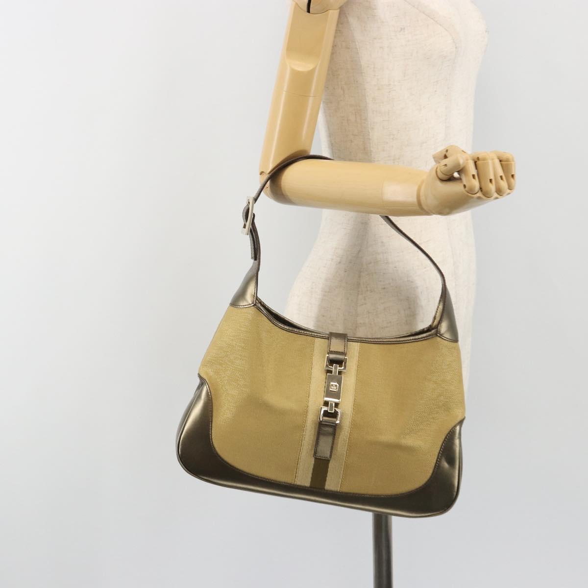 GUCCI GG Canvas Jackie Sherry Line Hand Bag Gold 001 3306 Auth 192254V