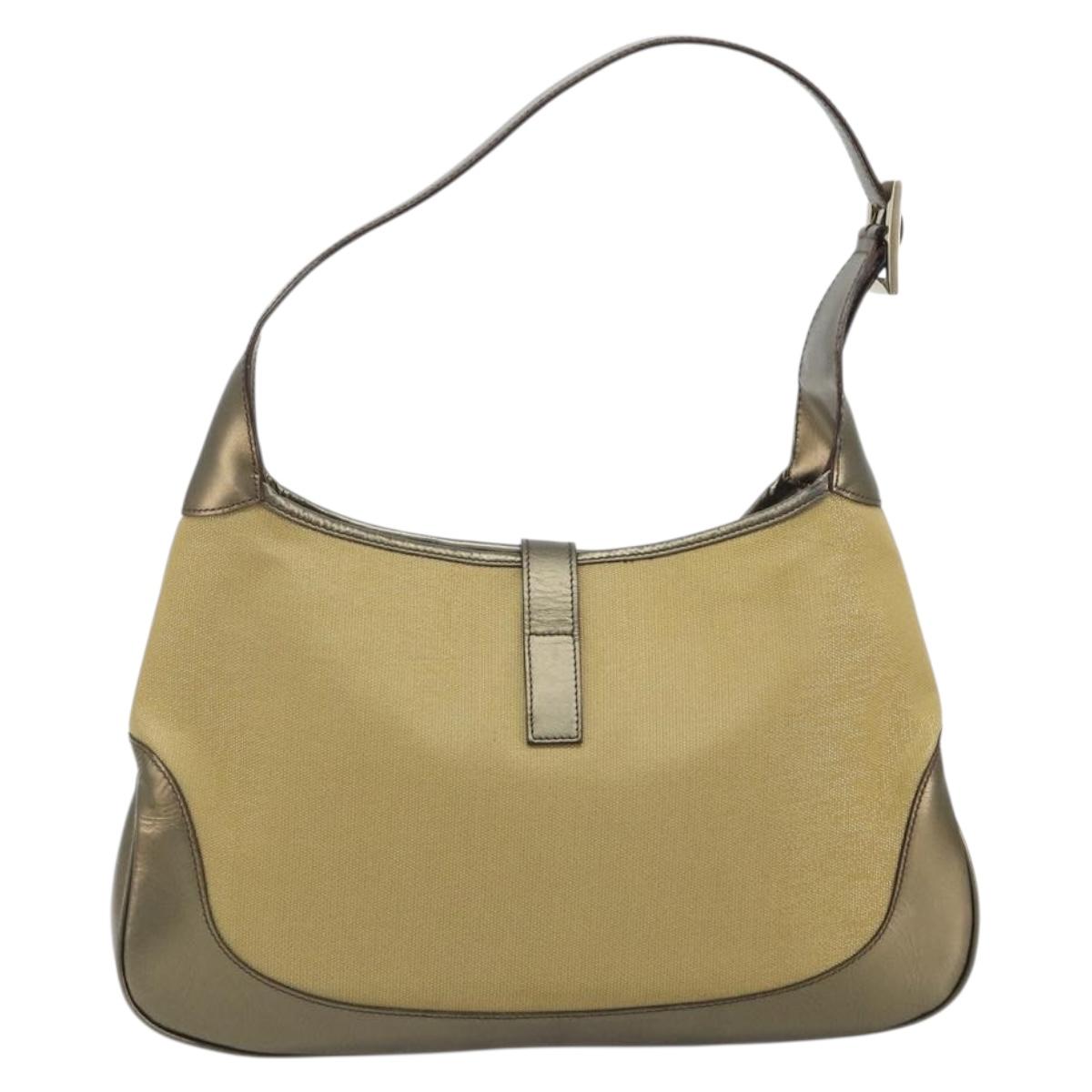GUCCI GG Canvas Jackie Sherry Line Hand Bag Gold 001 3306 Auth 192254V