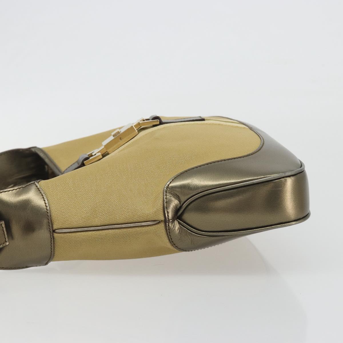 GUCCI GG Canvas Jackie Sherry Line Hand Bag Gold 001 3306 Auth 192254V