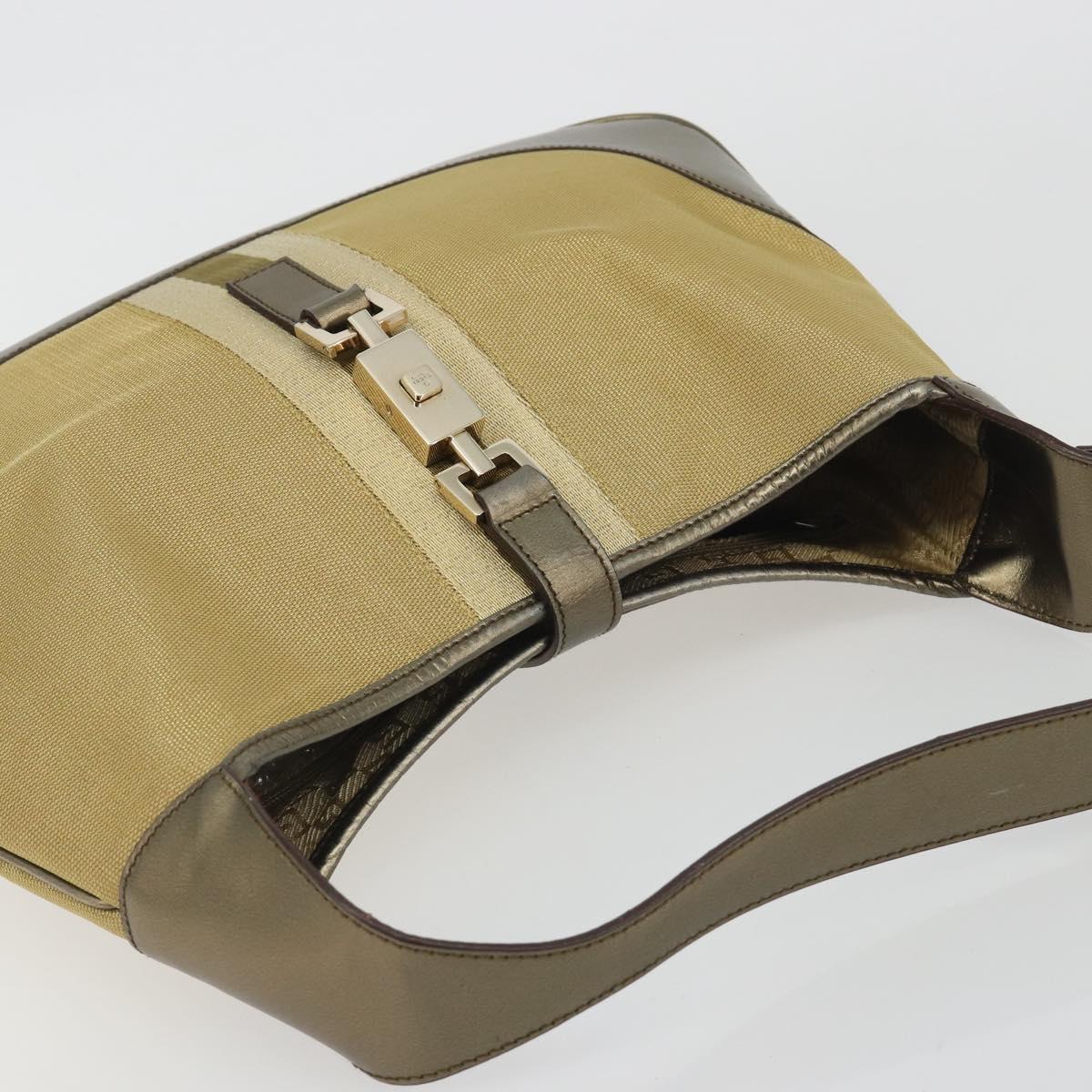 GUCCI GG Canvas Jackie Sherry Line Hand Bag Gold 001 3306 Auth 192254V