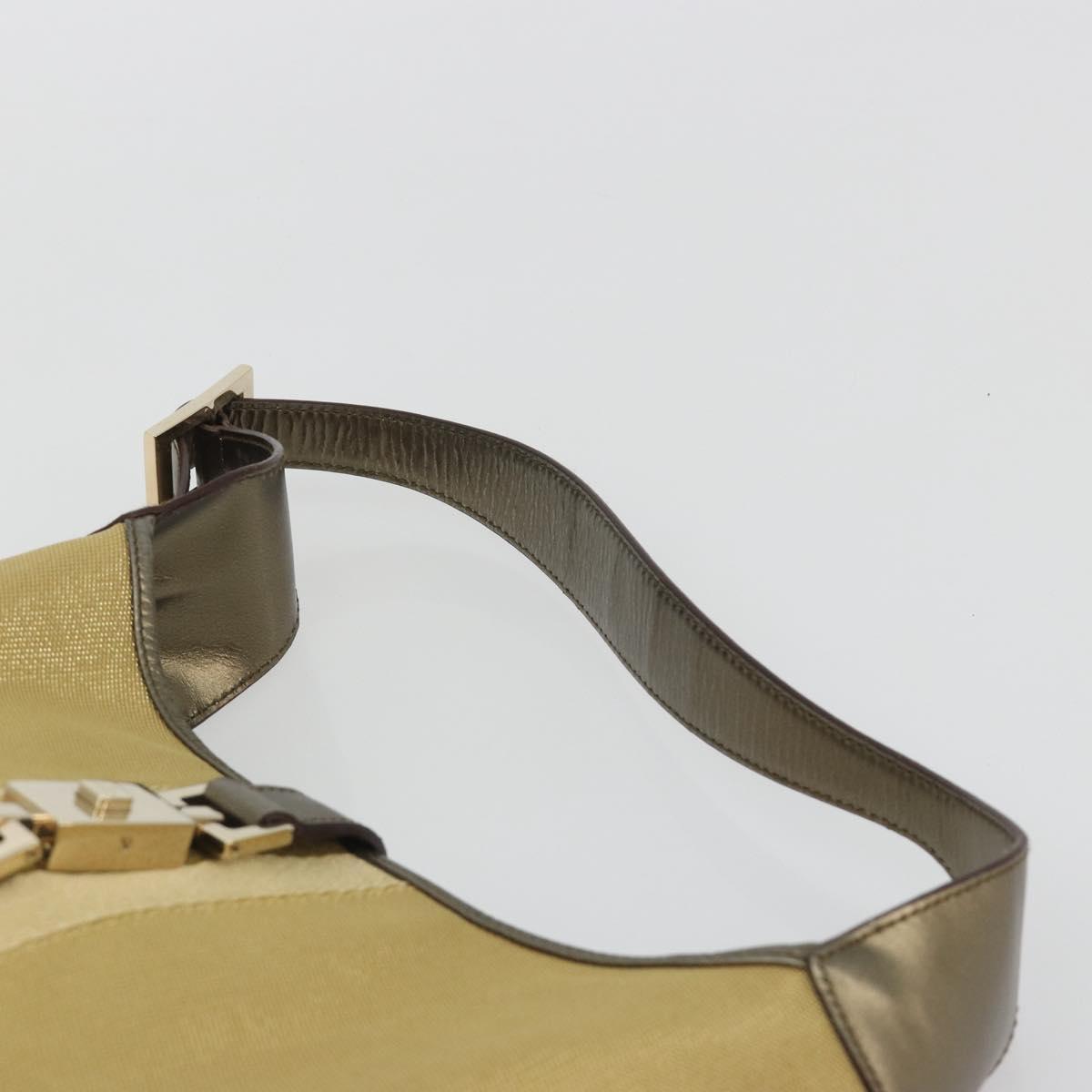 GUCCI GG Canvas Jackie Sherry Line Hand Bag Gold 001 3306 Auth 192254V