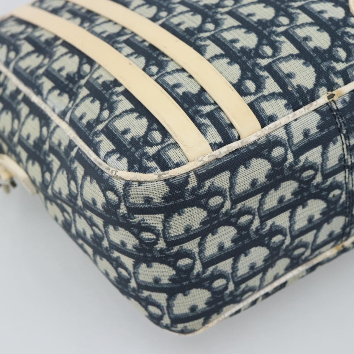 Christian Dior Trotter Canvas Shoulder Bag PVC Navy Silver Auth 192257