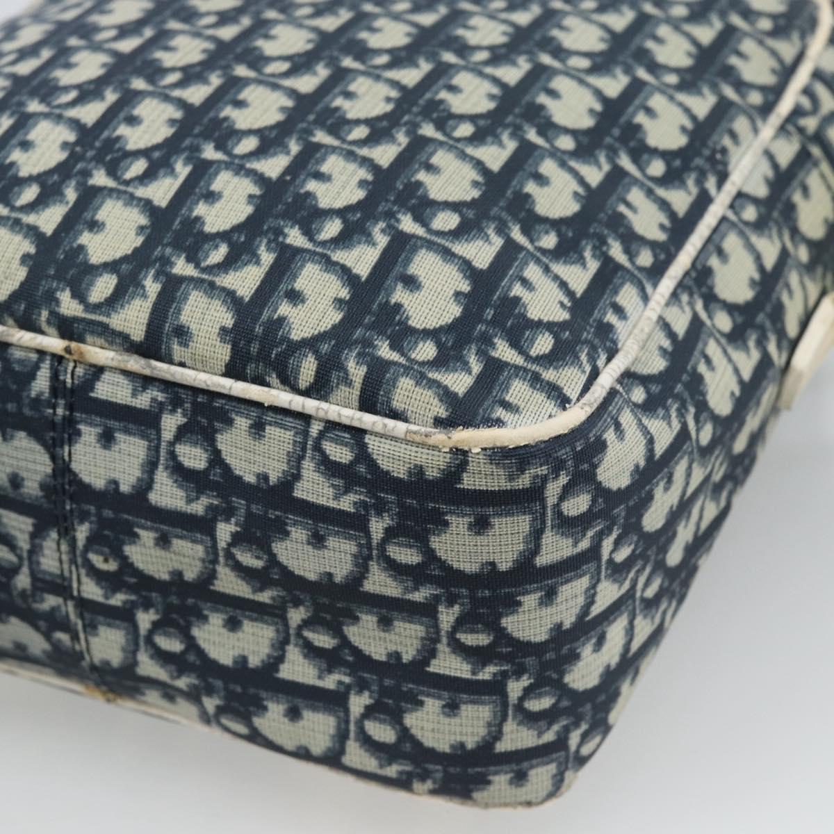 Christian Dior Trotter Canvas Shoulder Bag PVC Navy Silver Auth 192257