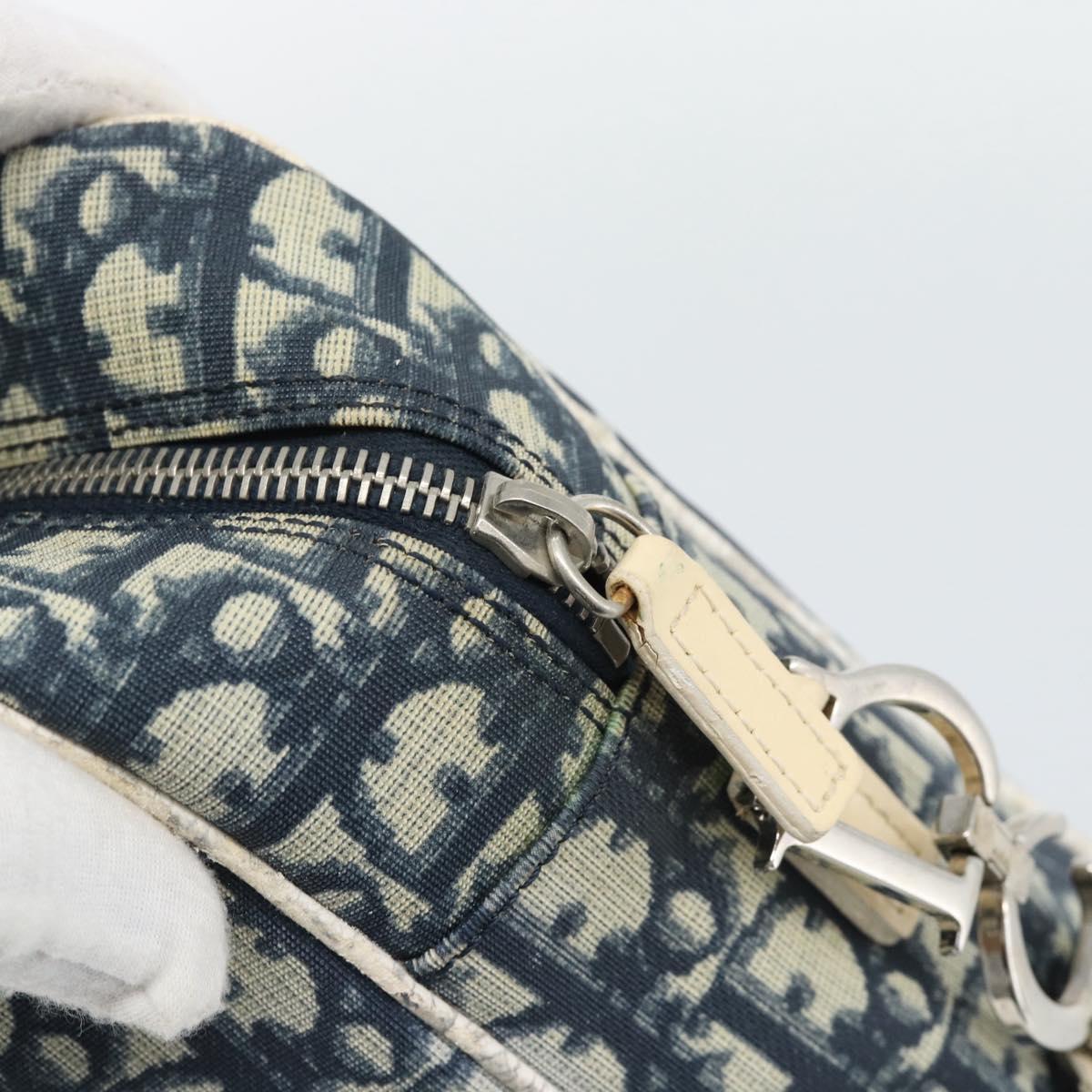 Christian Dior Trotter Canvas Shoulder Bag PVC Navy Silver Auth 192257
