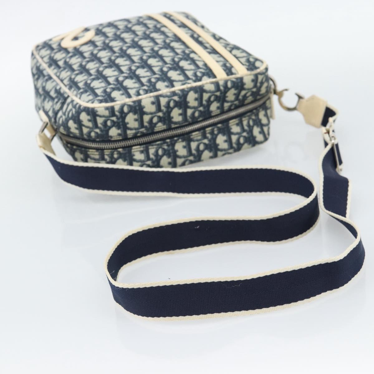 Christian Dior Trotter Canvas Shoulder Bag PVC Navy Silver Auth 192257