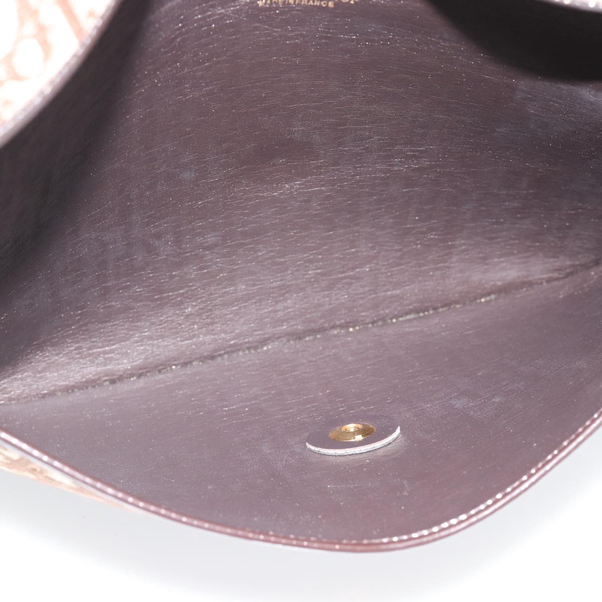 Christian Dior Trotter Canvas Clutch Bag Beige Gold Auth 192259